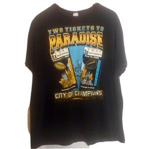 Pittsburgh Nation 2 Tickets To Paradise Mens XL T Shirt Penguins Steelers 2009